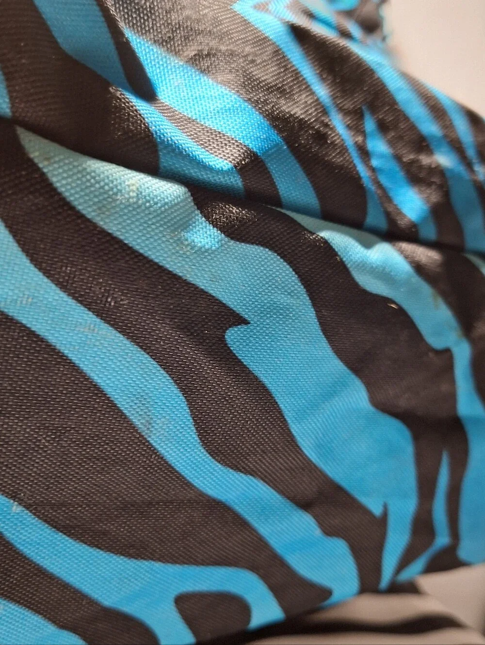 Jansport Backpack, Zebra Stripes, Black & Blue & White w/Blue Accents